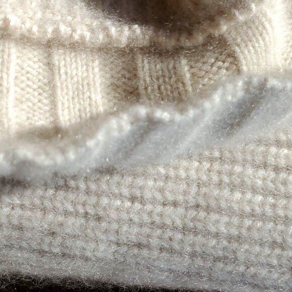 Brazeau Tricot 100% Cashmere Boxy Pullover Sweater Ivory Malibu L XL - Picture 9 of 12